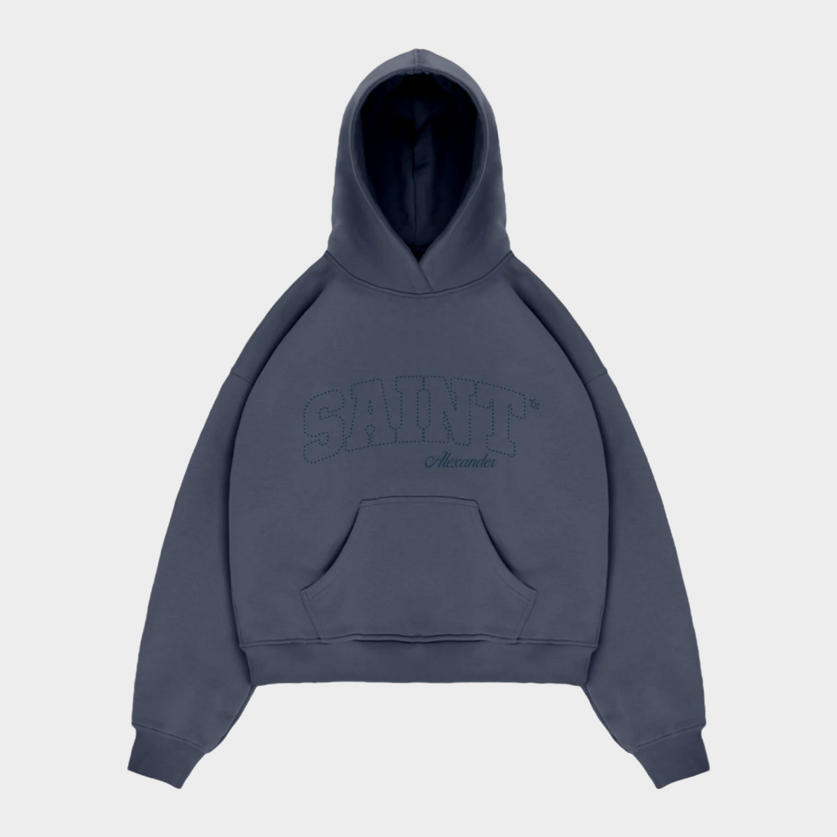 Chain Stitch Hoodie In Chalk Blue