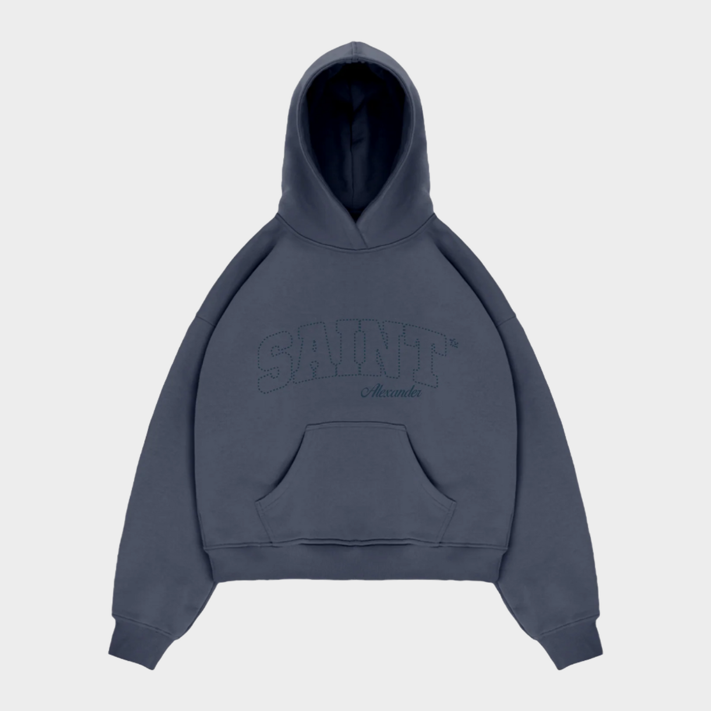 Chain Stitch Hoodie In Chalk Blue